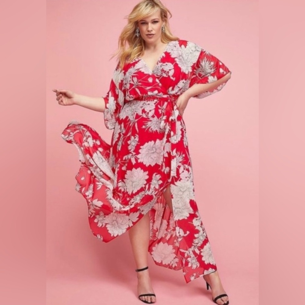 Lane Bryant Red “Hawaiian” style maxi dress